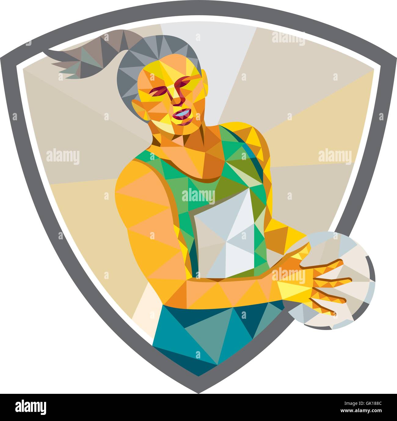 Le netball Player Holding Ball Low Polygone Illustration de Vecteur