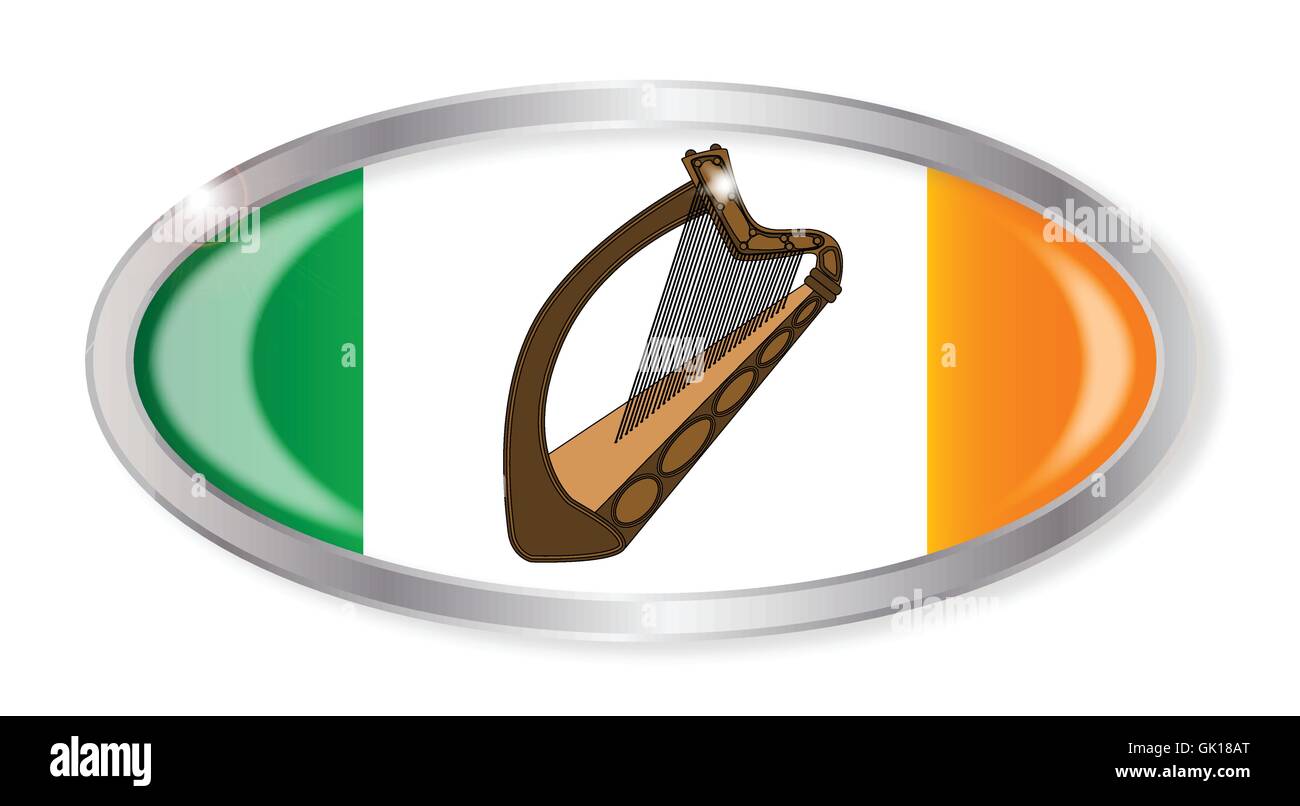 Drapeau irlandais Bouton Ovale Illustration de Vecteur