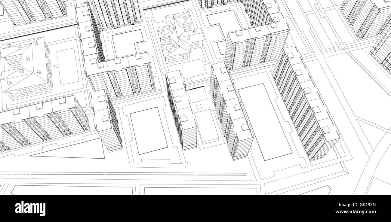 Bâtiments en fil de fer. Vector Illustration de Vecteur