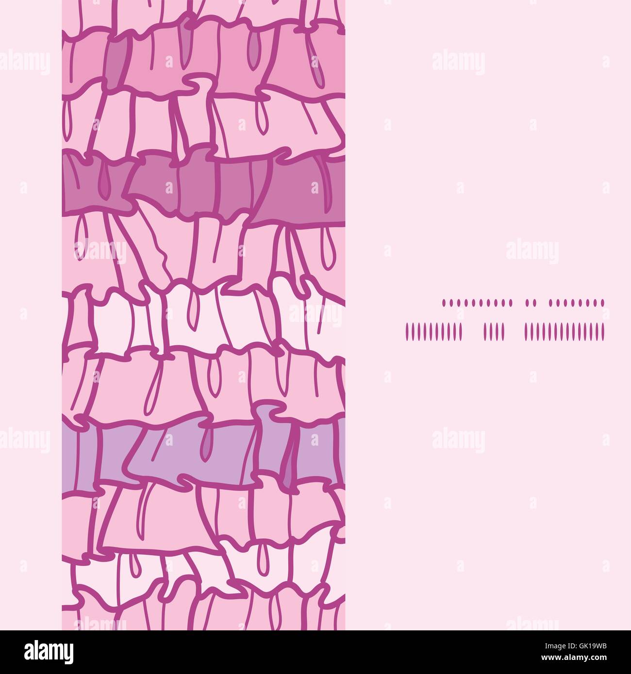 Bandes de tissu rose vecteur Ruffle cadre vertical Seamless Patter Illustration de Vecteur