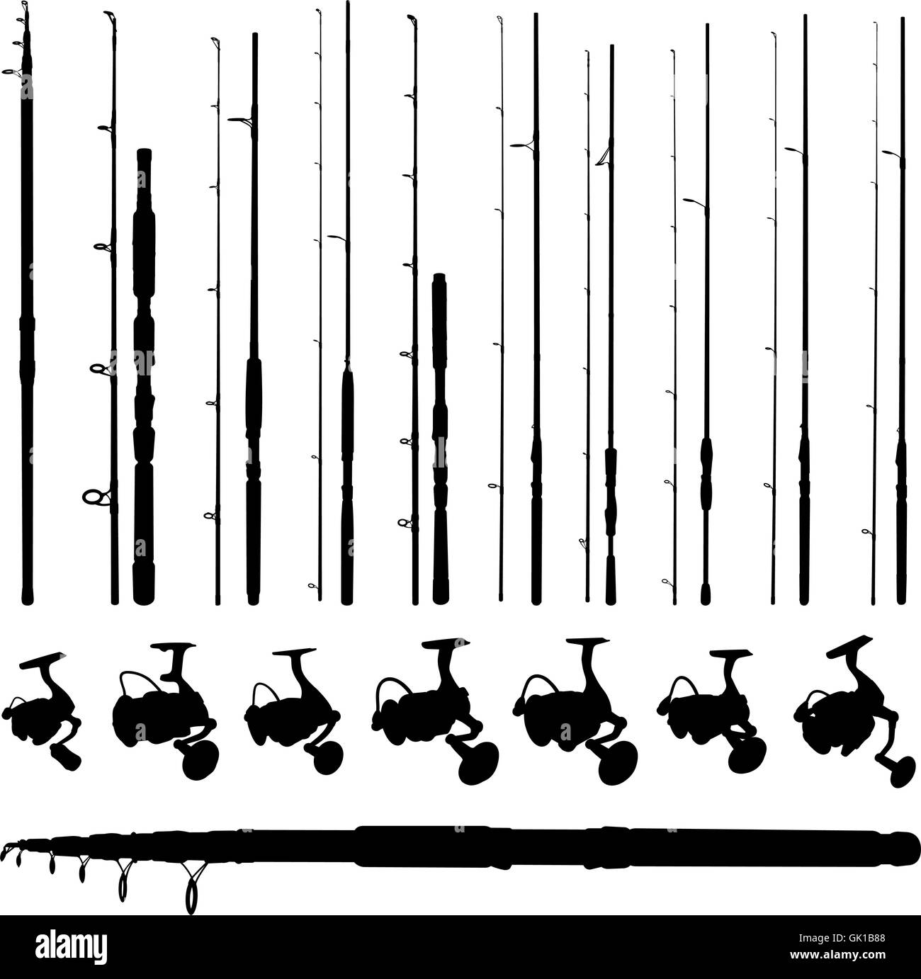 Cannes et moulinets de pêche Illustration de Vecteur