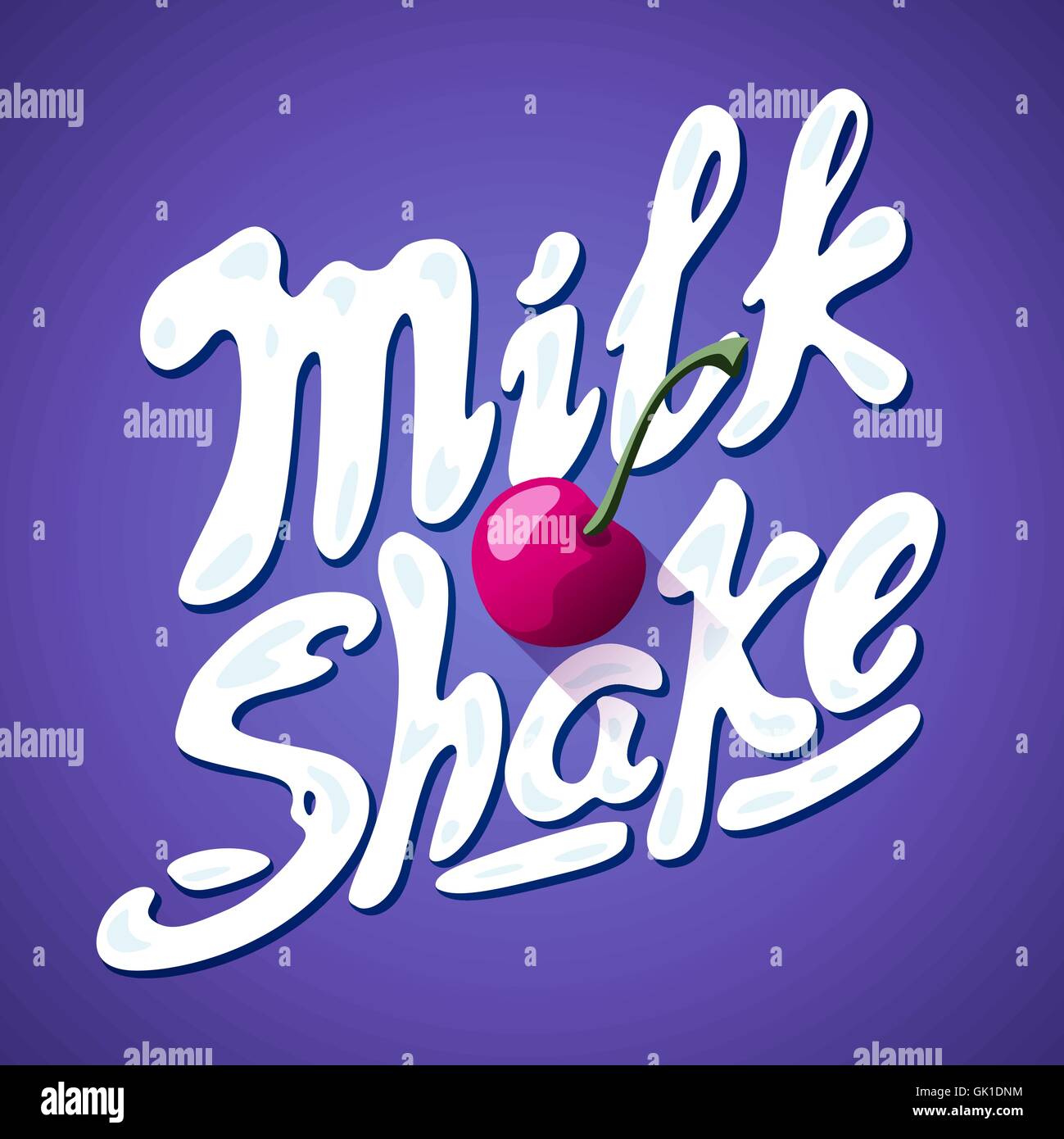 Milkshake lettrage signe avec cherry - label pour l'emballage Illustration de Vecteur