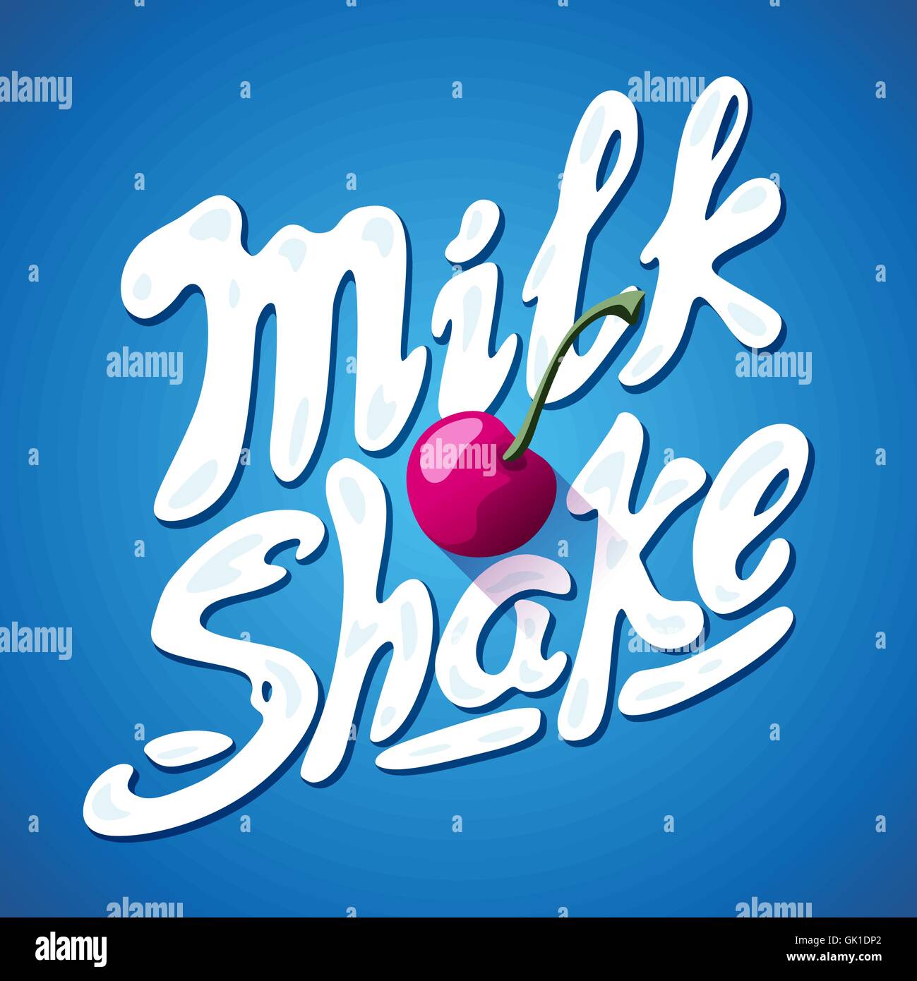 Milkshake lettrage signe avec cherry - label pour l'emballage Illustration de Vecteur