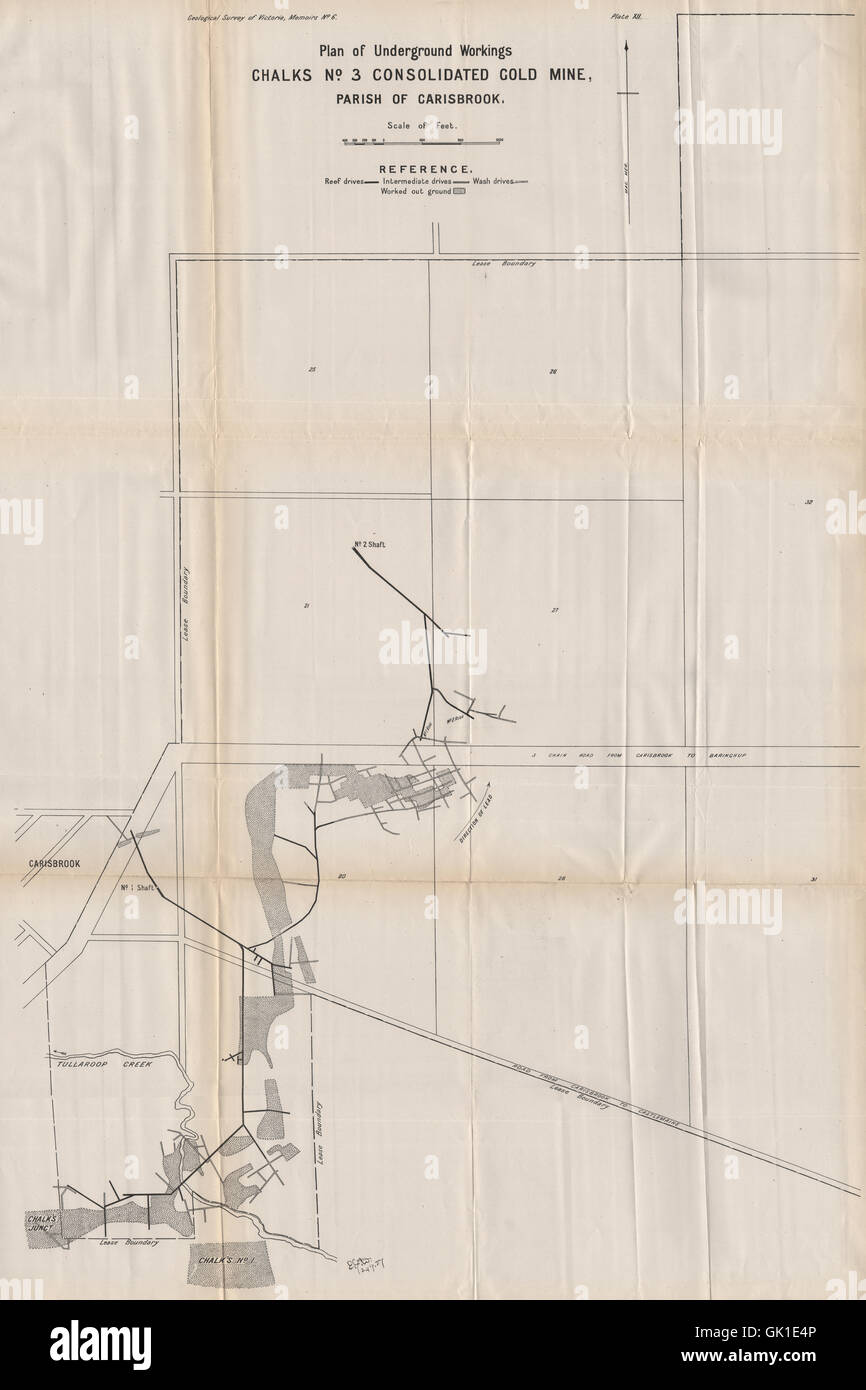 Les craies n° 3 Consolidated Gold Mine, Jade Stadium. Victoria, Australie, 1909 map Banque D'Images