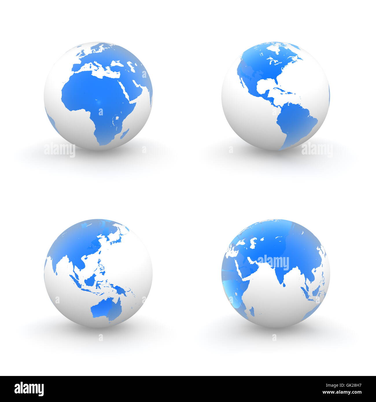 bleus quatre vues Banque D'Images