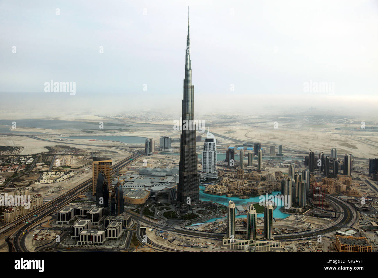 Burj Khalifa à Dubai à partir de l'air Banque D'Images