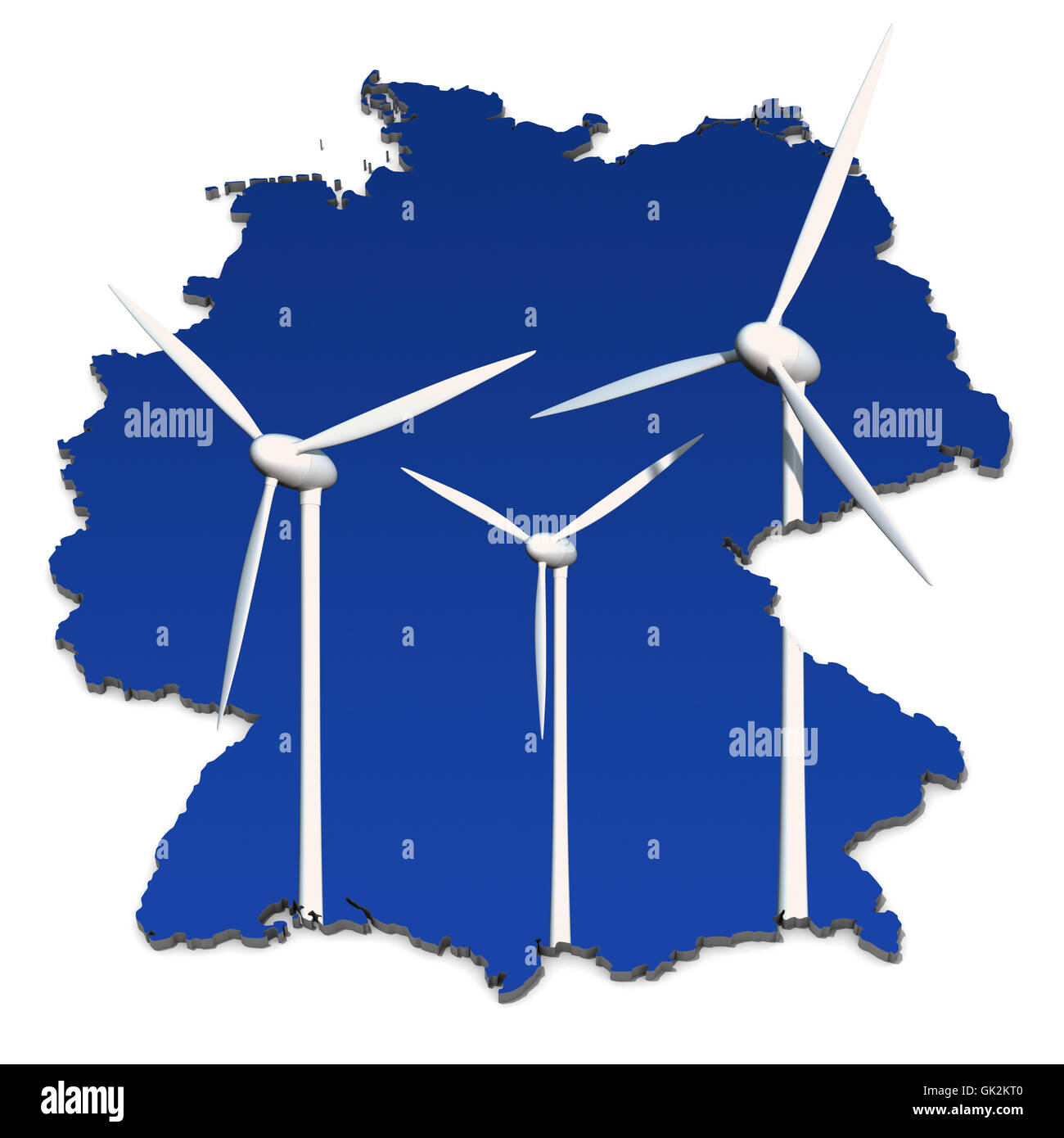 Windkraftrad avant bleu,carte de l'Allemagne Banque D'Images