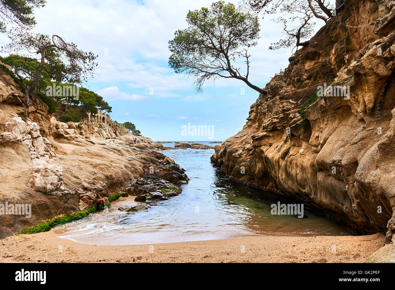 Plage de Platja D'Aro. Costa Brava en Catalogne, Espagne. Banque D'Images