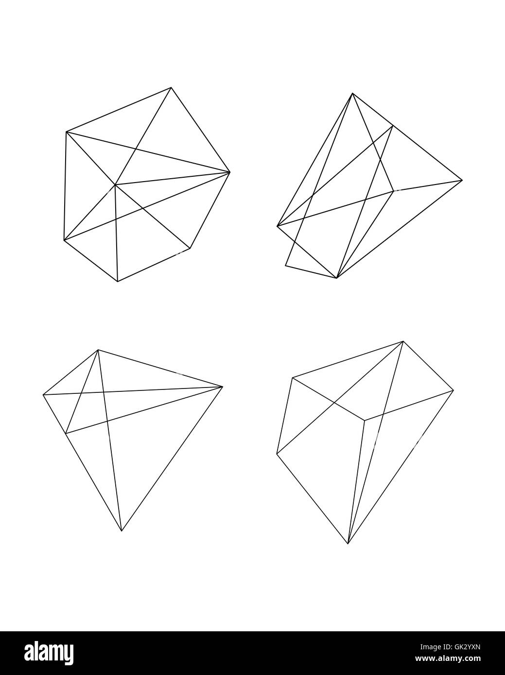 Vector illustration ou dessin de différentes formes abstraites géométriques polygonales Banque D'Images