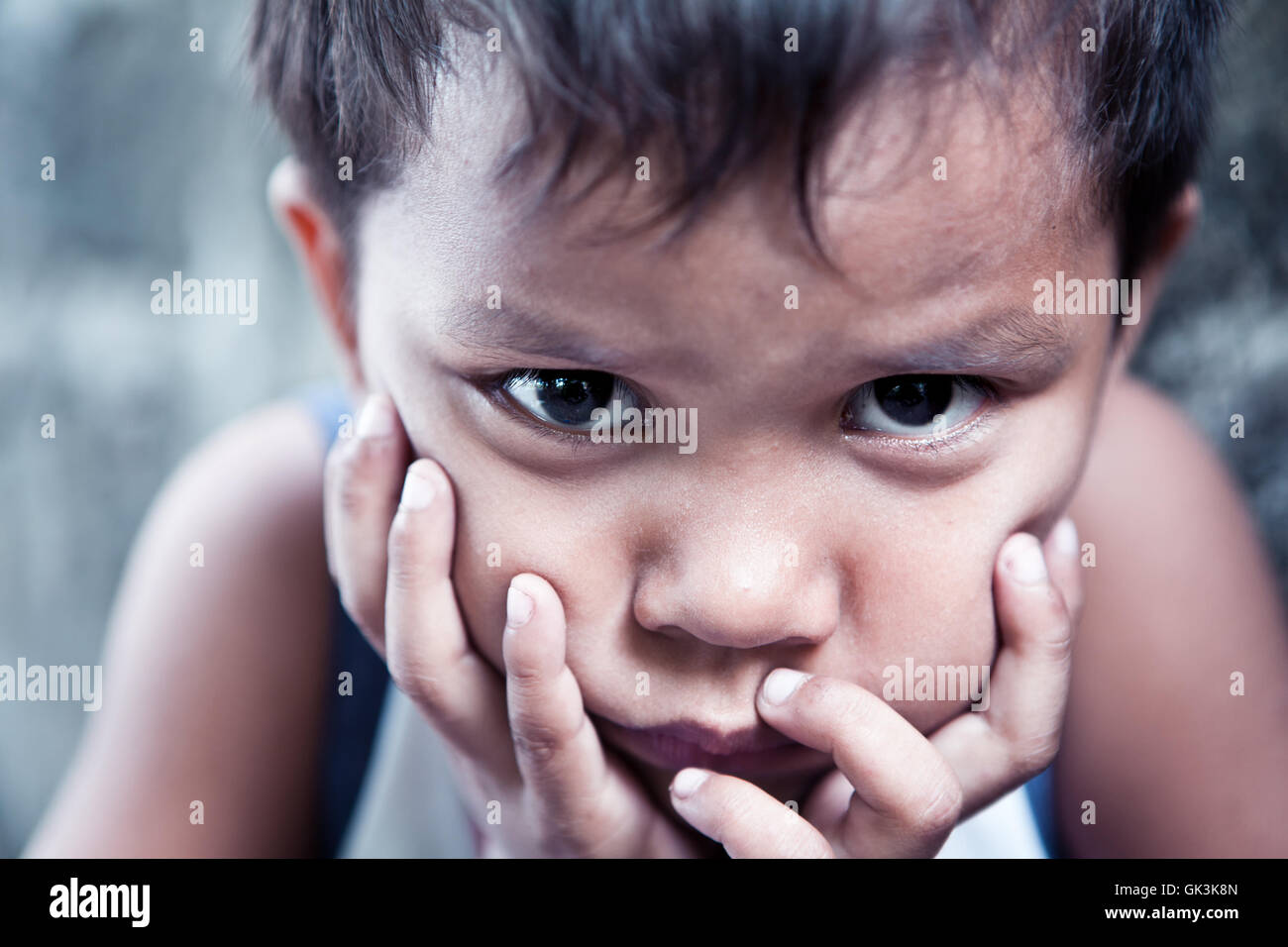 Visage triste tristesse Banque D'Images