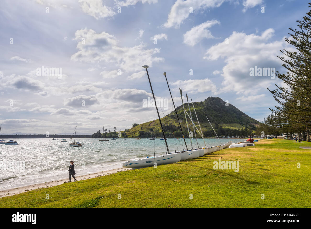 Mount Maunganui est volcan éteint qui s'élève au-dessus de la ville de Tauranga Banque D'Images