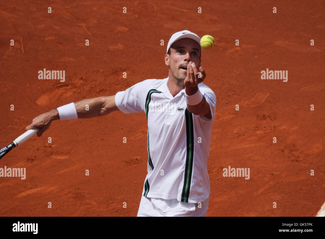 Roberto Bautista Agut d'Espagne en action contre Feliciano Lopez de l'Espagne au cours de la cinquième journée de la Mutua Madrid Open Tennis Tournament à la Caja Magica comprend : Roberto Bautista où : Madrid, Espagne Quand : 04 mai 2016 Banque D'Images