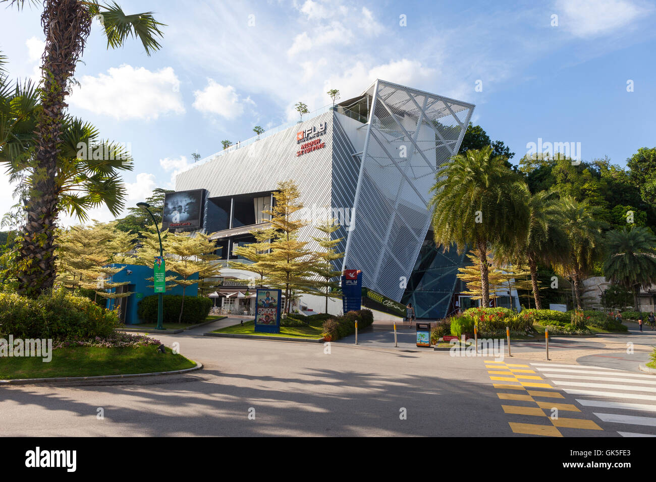 Dans l'île de Sentosa, Singapour IFLY indoor skydiving Banque D'Images