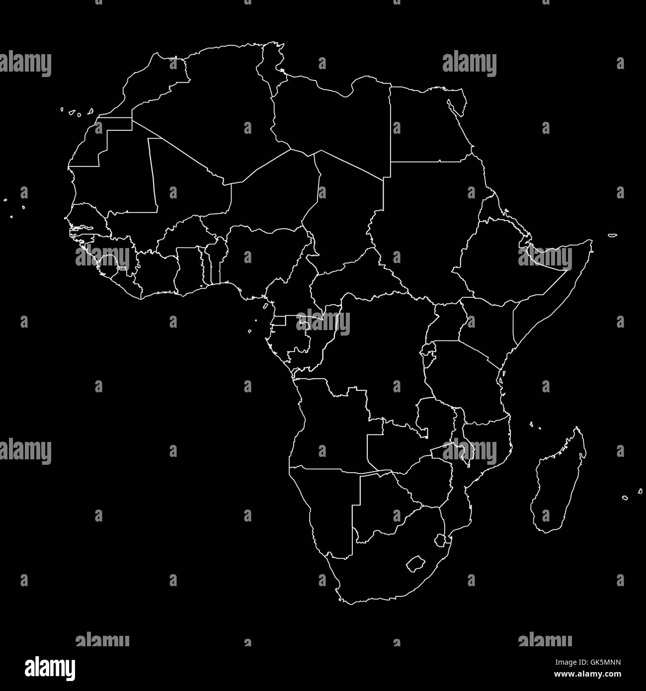 Contours de l'Afrique carte Banque D'Images
