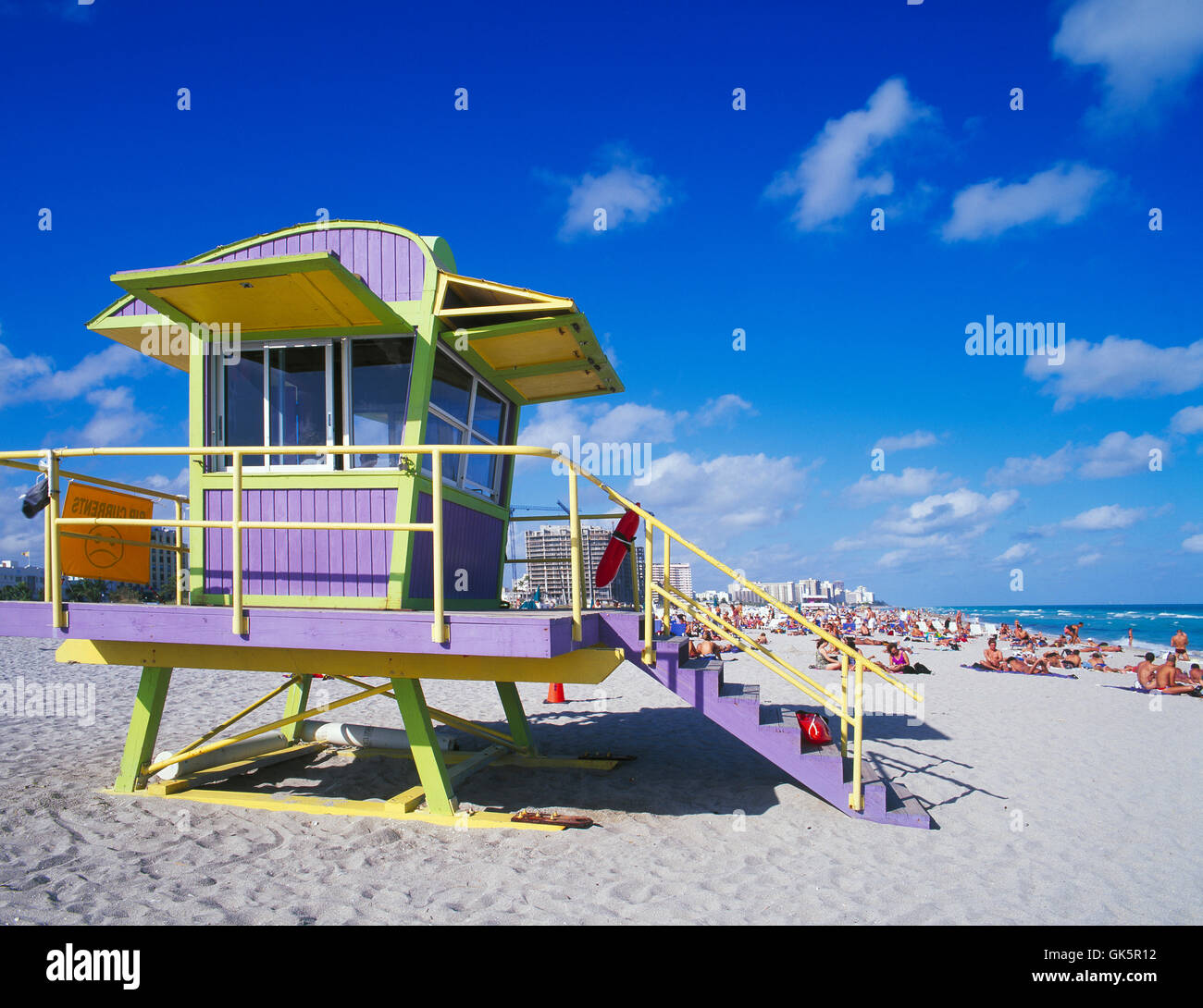 Lifeguard station, South Beach, Florida, Florida, USA Banque D'Images