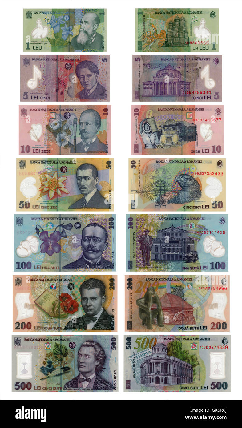 Les billets d'argent roumain Banque D'Images