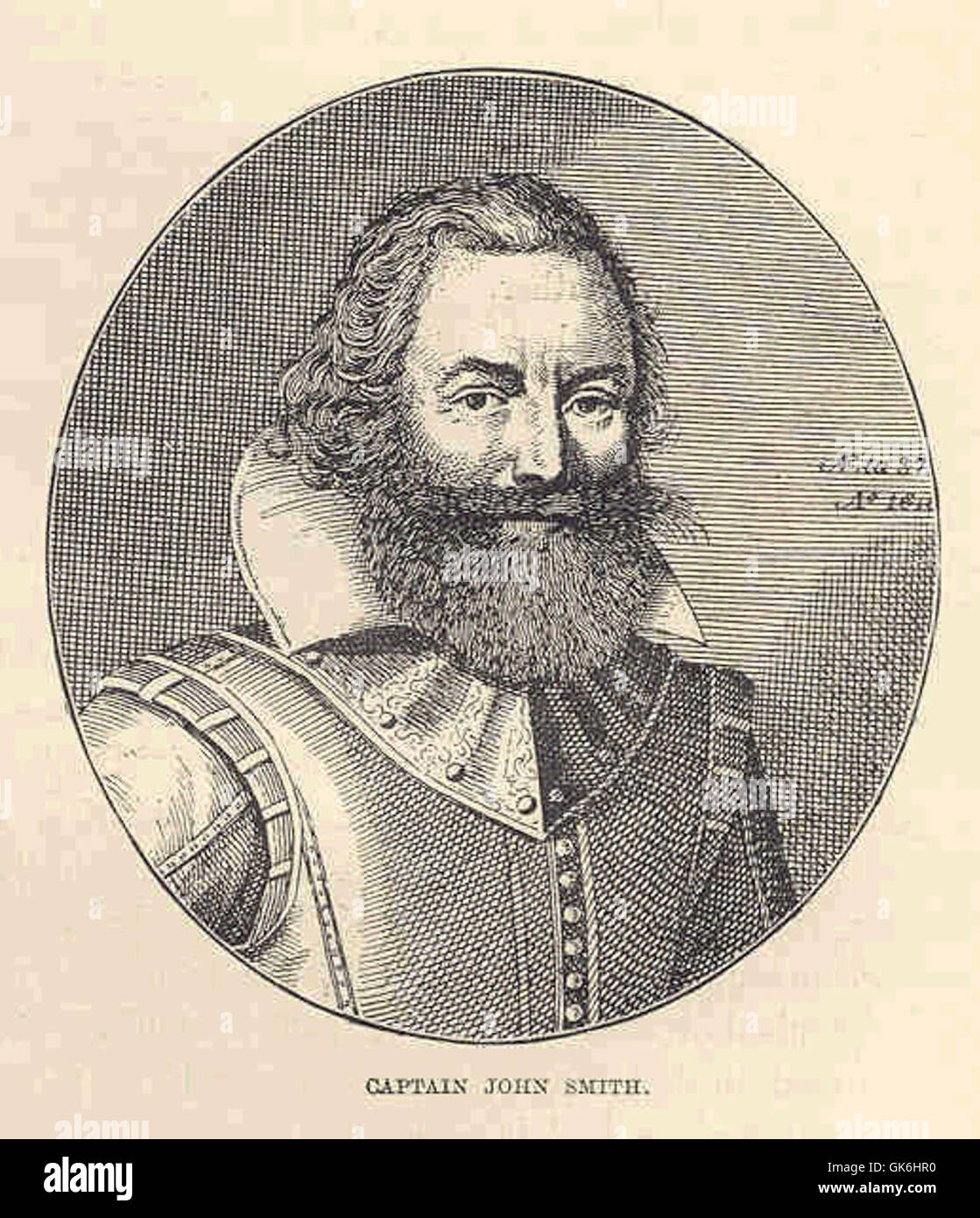 Le capitaine John Smith était un explorateur anglais et le chef de la colonie de Jamestown en Virginie, connu pour son rôle dans les débuts de l'histoire américaine et ses rencontres avec les tribus amérindiennes, en particulier Pocahontas. Banque D'Images
