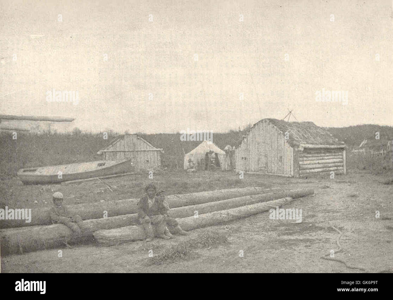 41350 maisons Eskimo à Mission russe, fleuve Yukon Banque D'Images