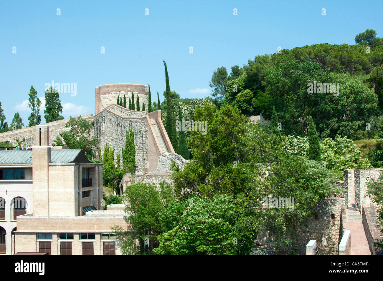 Mur médiéval à Girona Espagne Banque D'Images