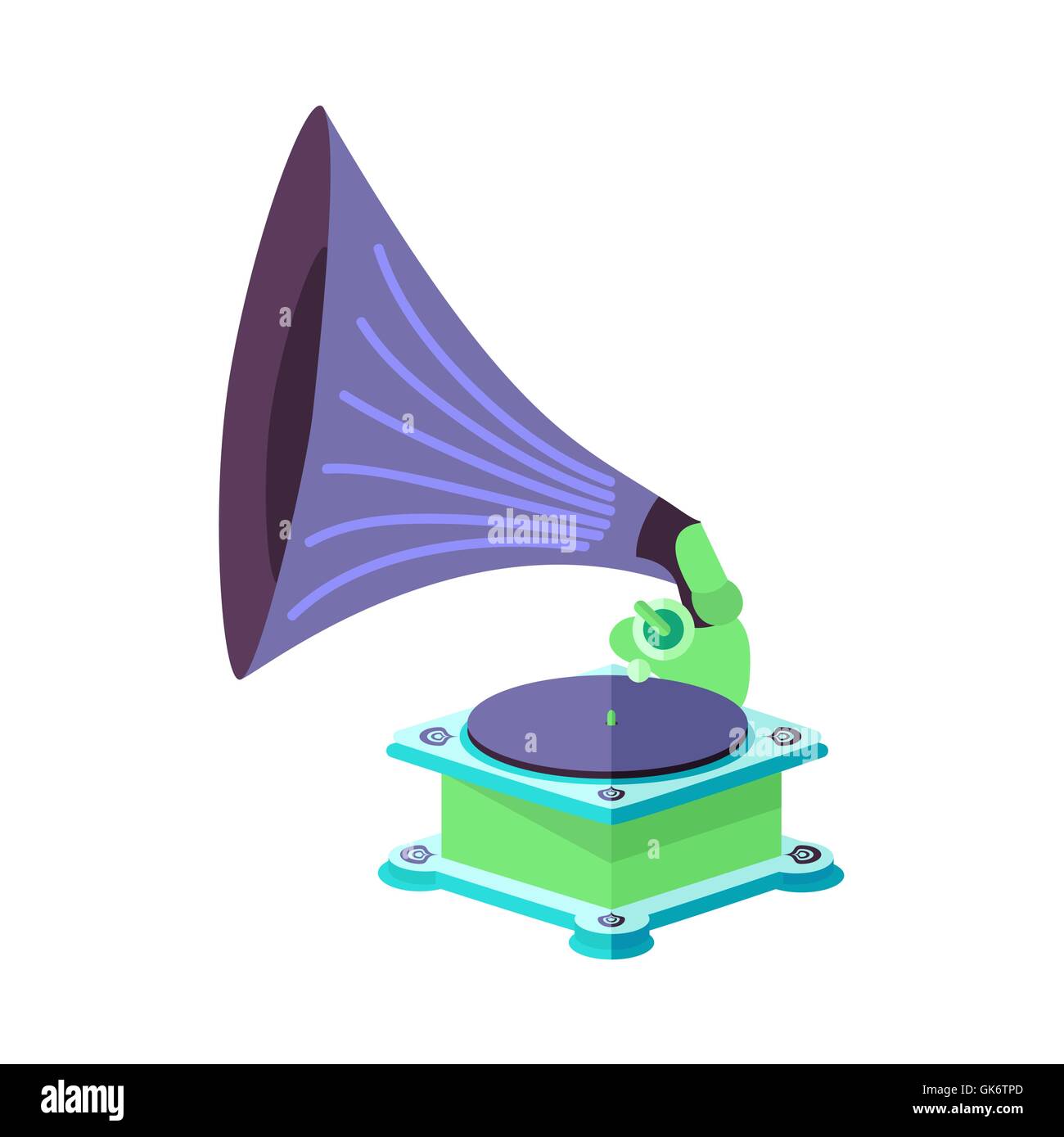 Flat Vector vieux gramophone en eps Illustration de Vecteur