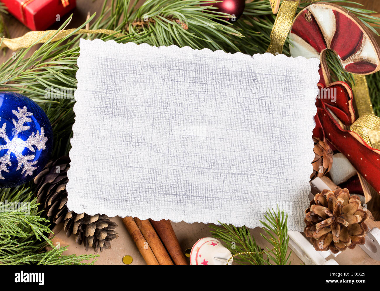 Carte de Noël vide et décoration Banque D'Images