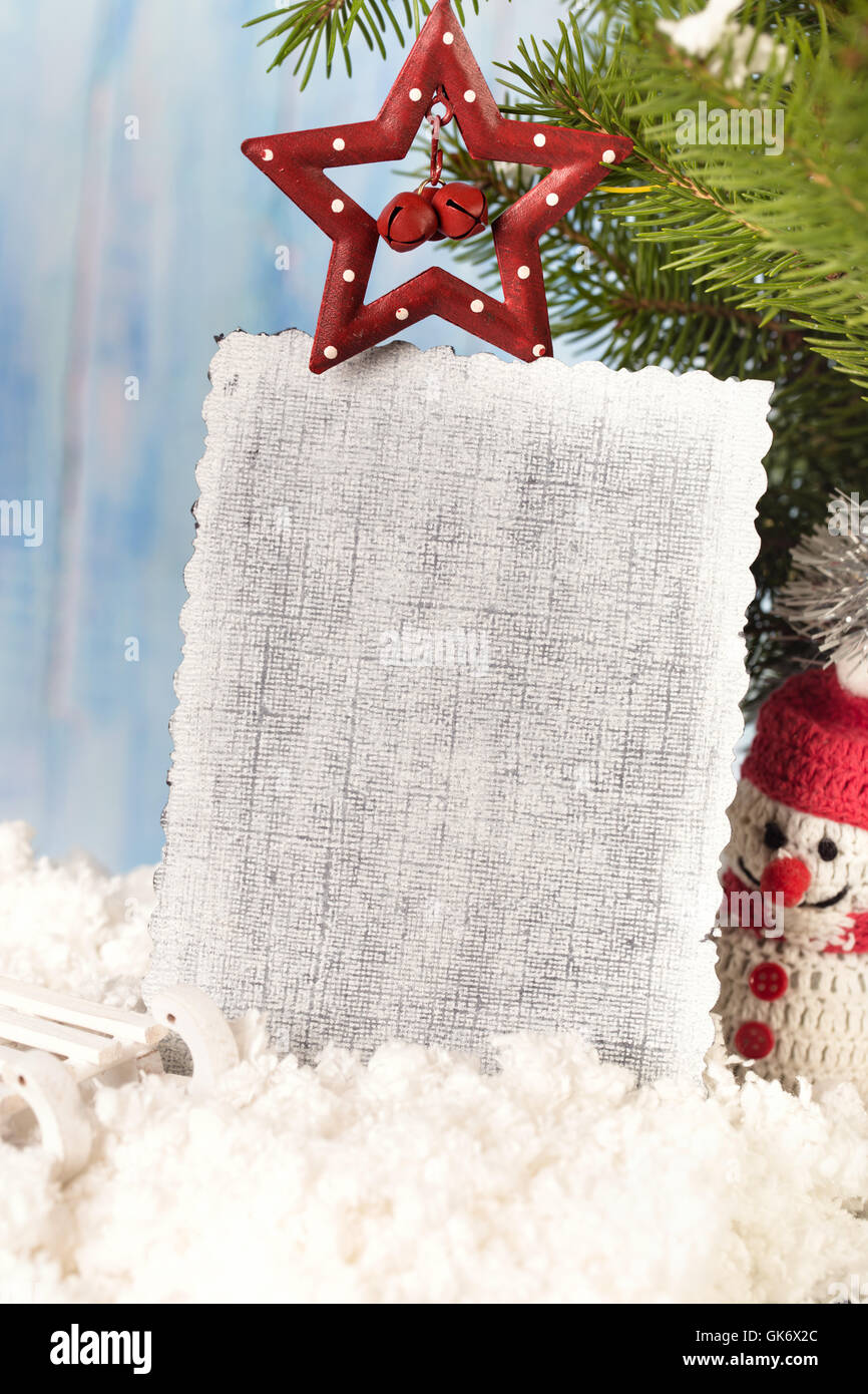 Carte vide avec star et le Snowman Banque D'Images