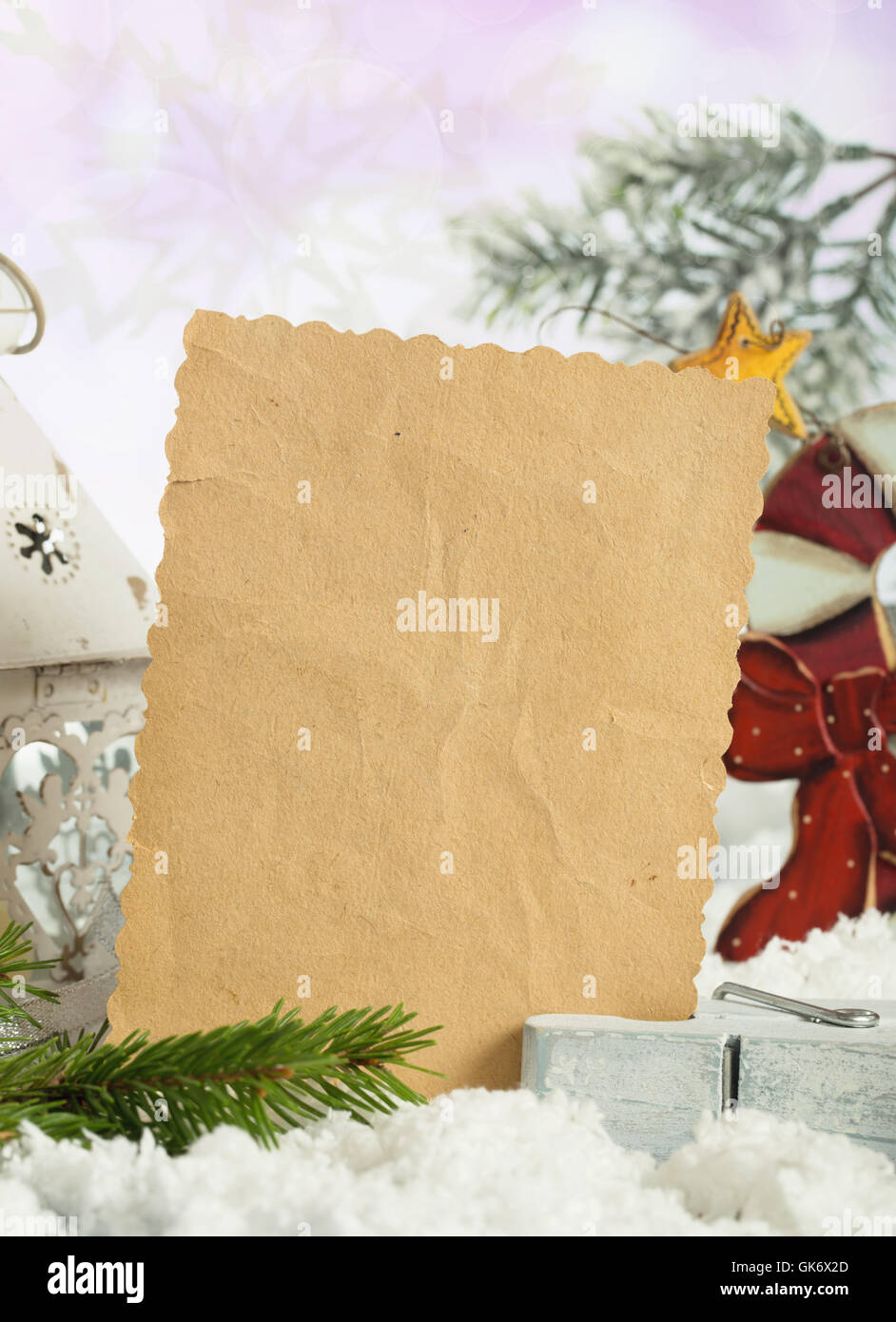 Carte de Noël vide Vintage Banque D'Images