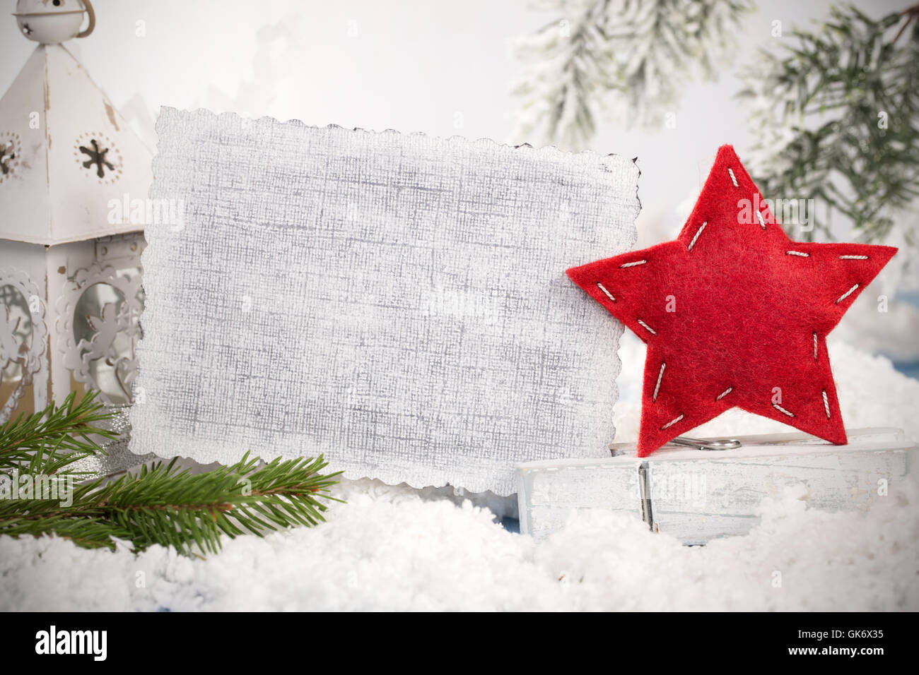 Carte de Noël vide et red star Banque D'Images