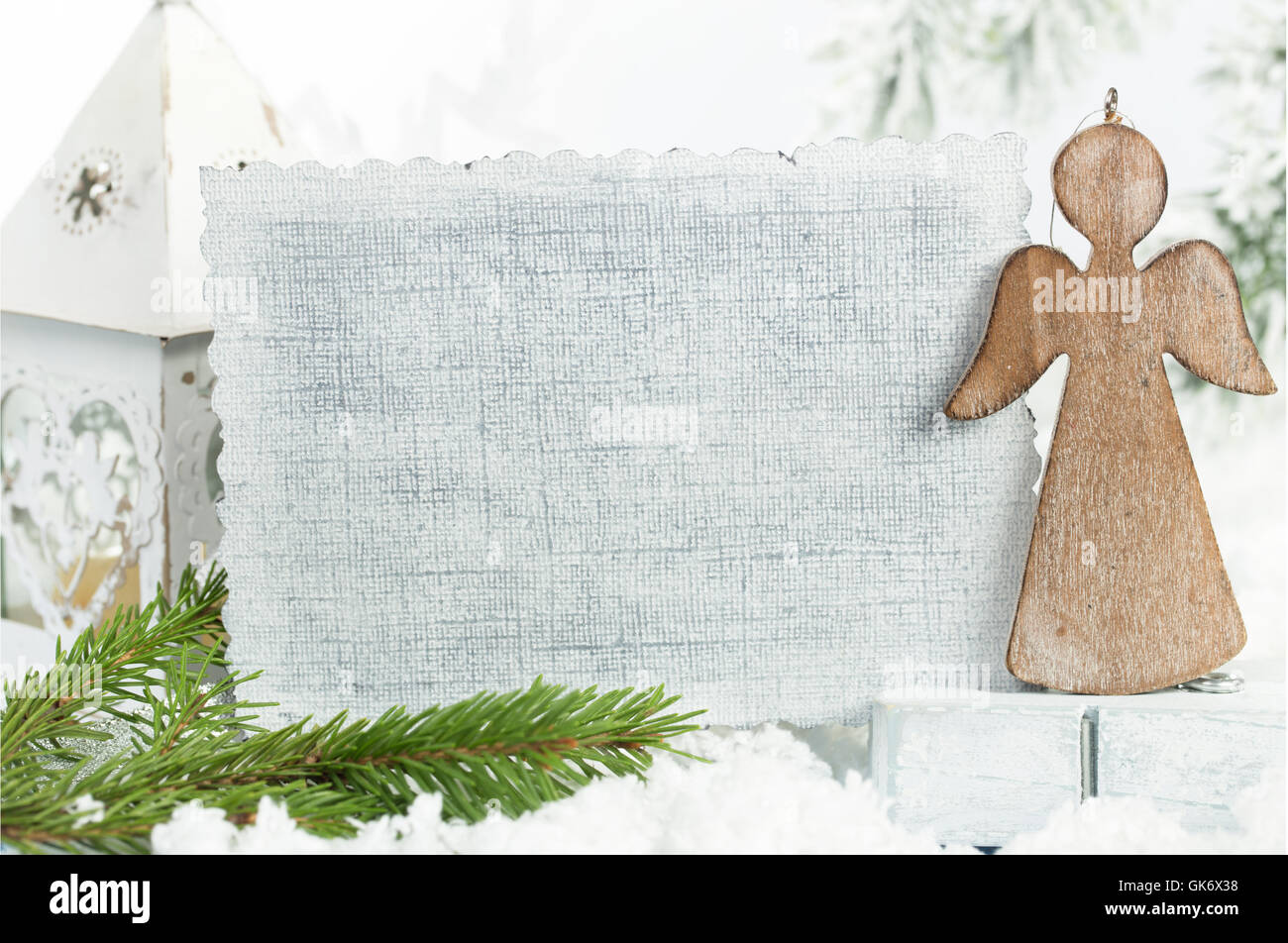 Carte de Noël vide et vintage angel Banque D'Images