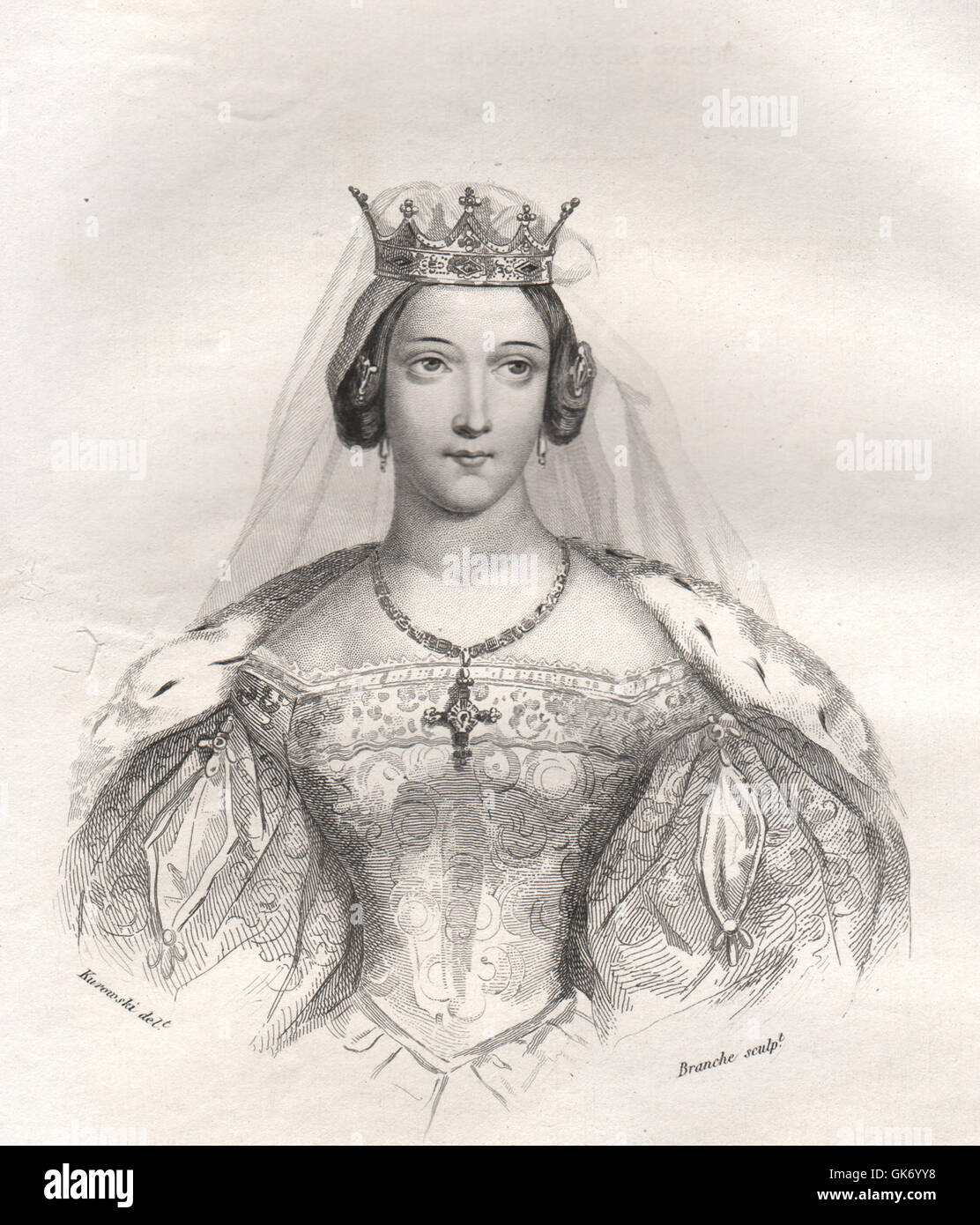 Jadwiga, Reine des Polonais. Pologne, antique print 1836 Banque D'Images