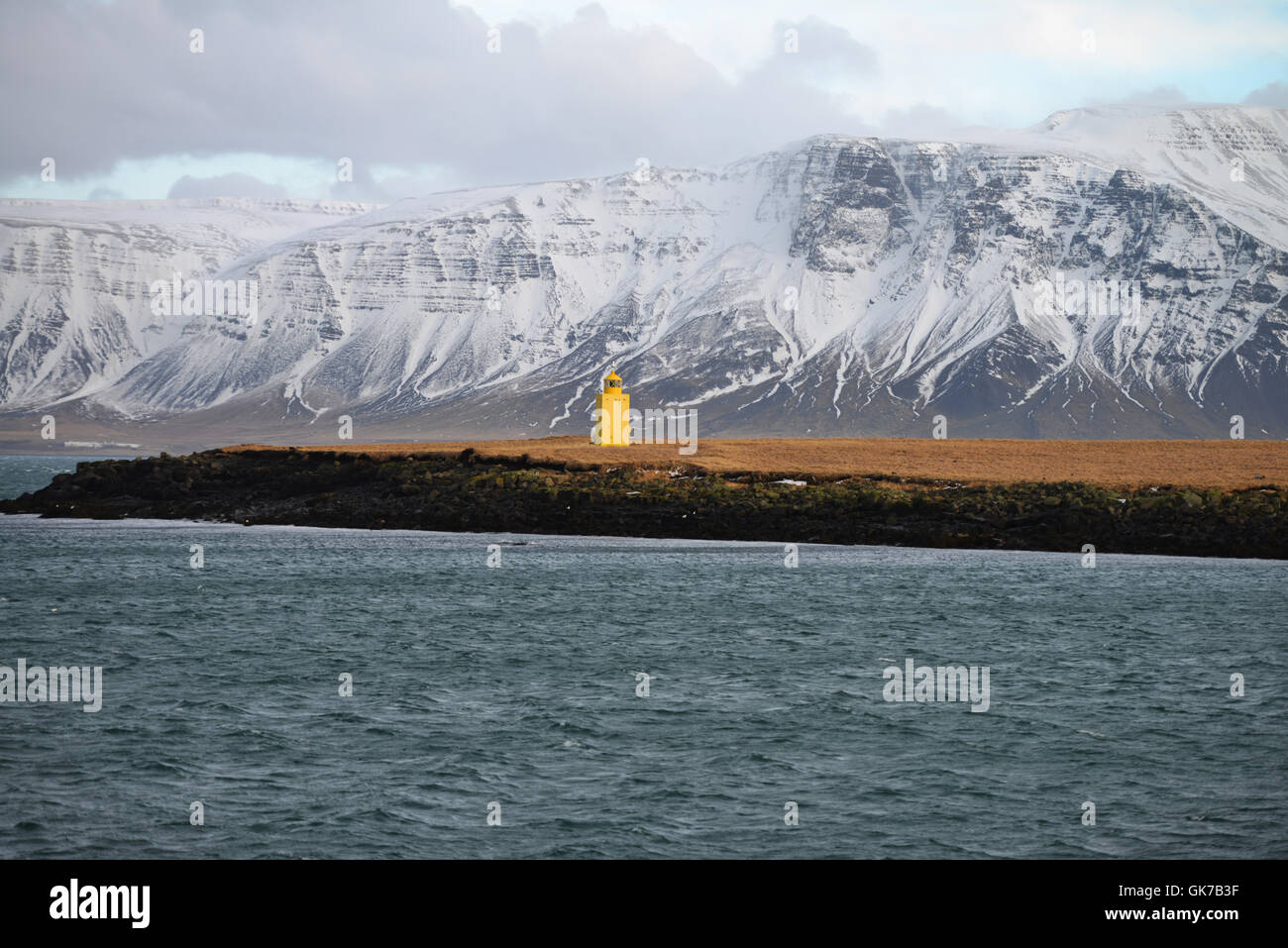Phare de port de Reykjavik - Islande Banque D'Images