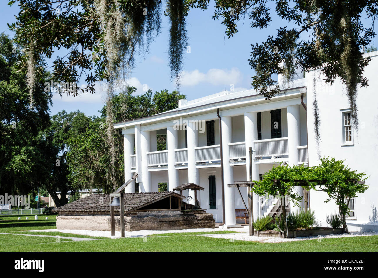 Florida Ellenton, parc national historique Gamble Plantation, manoir d'avant-guerre, registre national des lieux historiques, vue sur l'ide du renouveau doric, colonne, Spanis Banque D'Images