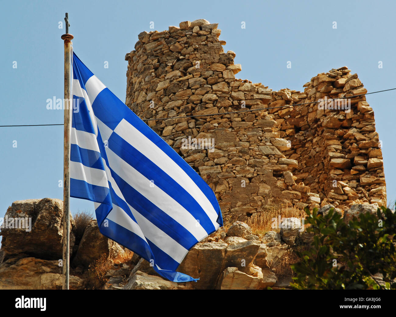 Drapeau Grèce ruiner Banque D'Images