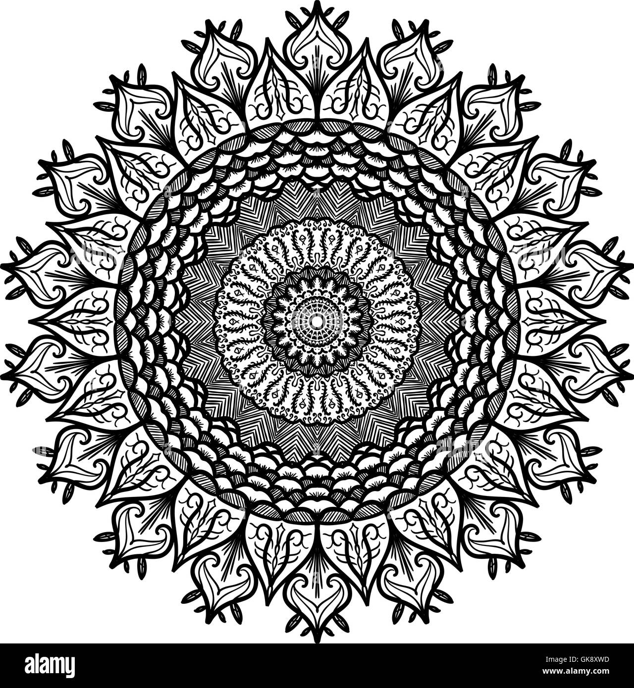 Mandala dessiné à la main en arabe, indien, l'islam et la culture ottomane de style de décoration. Fond d'ornement géométrique ethnique. Magic Illustration de Vecteur