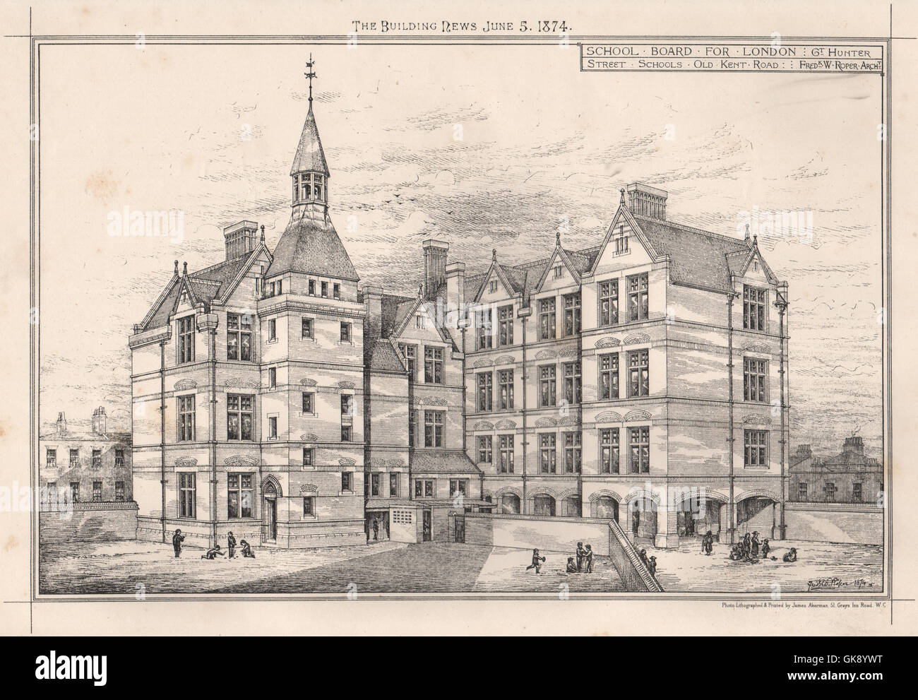 Conseil scolaire pour Londres ; Grand Hunter Street les écoles, Old Kent Road, 1874 Banque D'Images