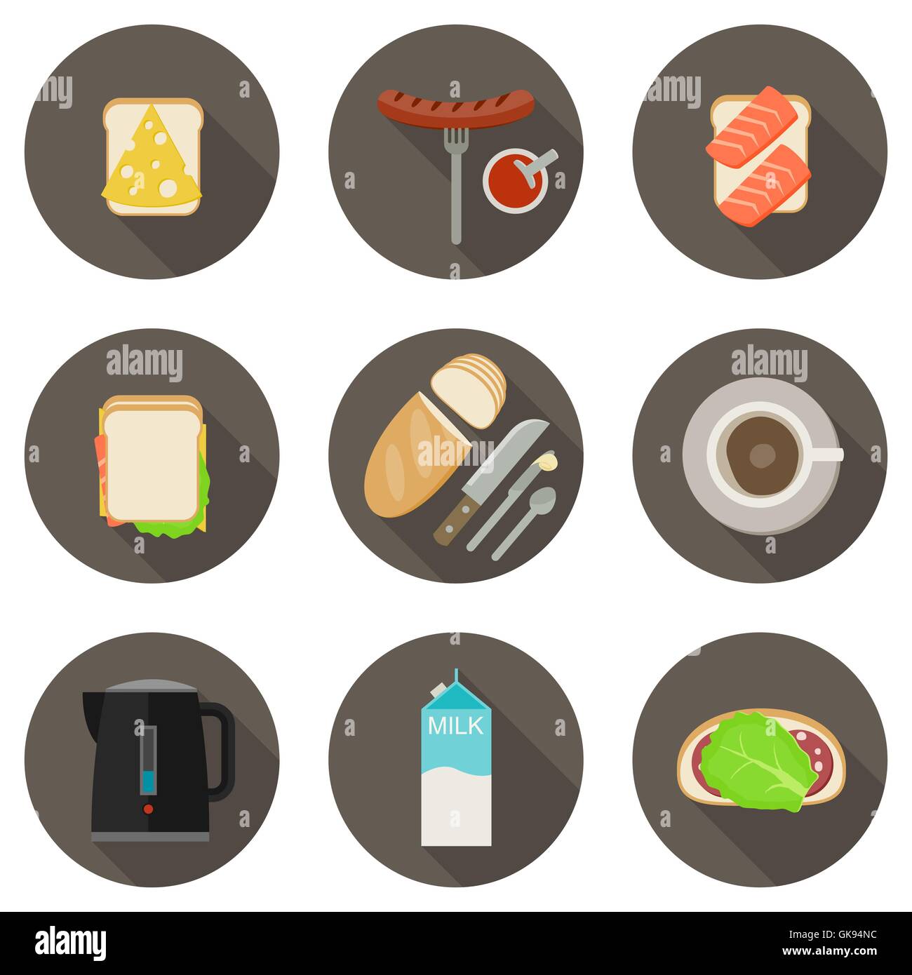 Petit-déjeuner télévision icons Illustration de Vecteur