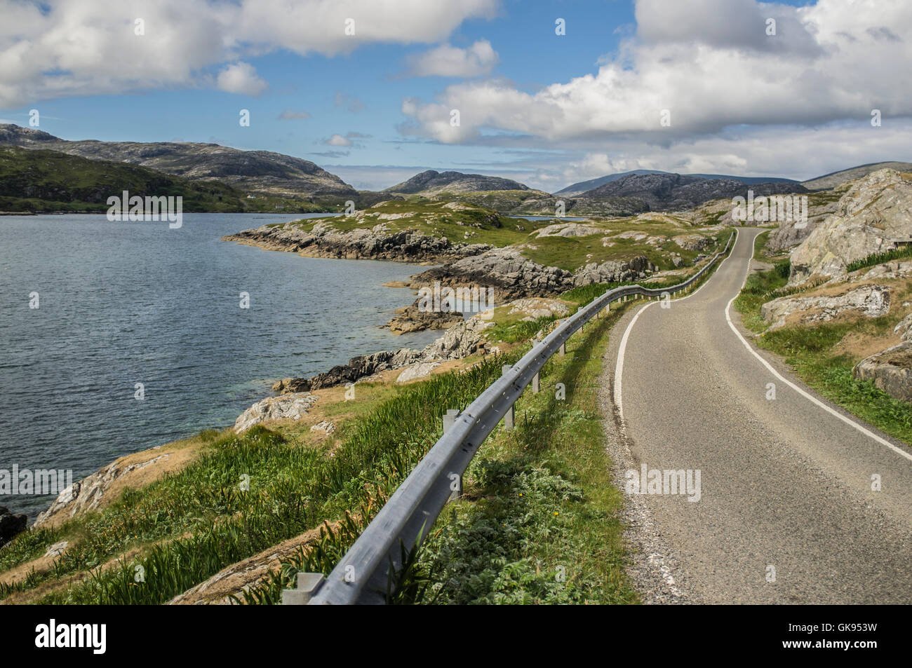 La route d'or de l'Hebridean island de Harris. Banque D'Images
