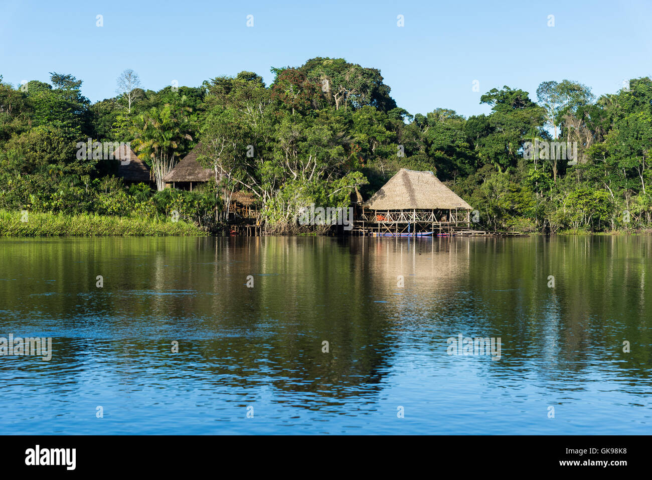 Sani Lodge, un éco-lodge situé près de Rio Napo dans les Amazones. L'Équateur, en Amérique du Sud. Banque D'Images
