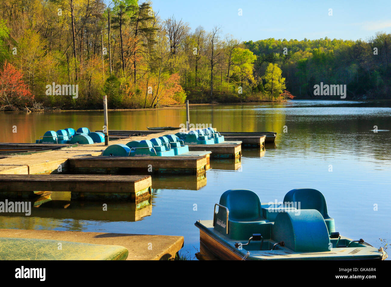 Coucher du soleil, Bateau Dock, Executive Pennyrile Forest State Resort Park, California, USA Banque D'Images