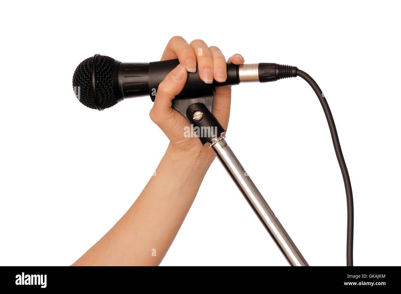 Microphone chanteuse interview Banque D'Images