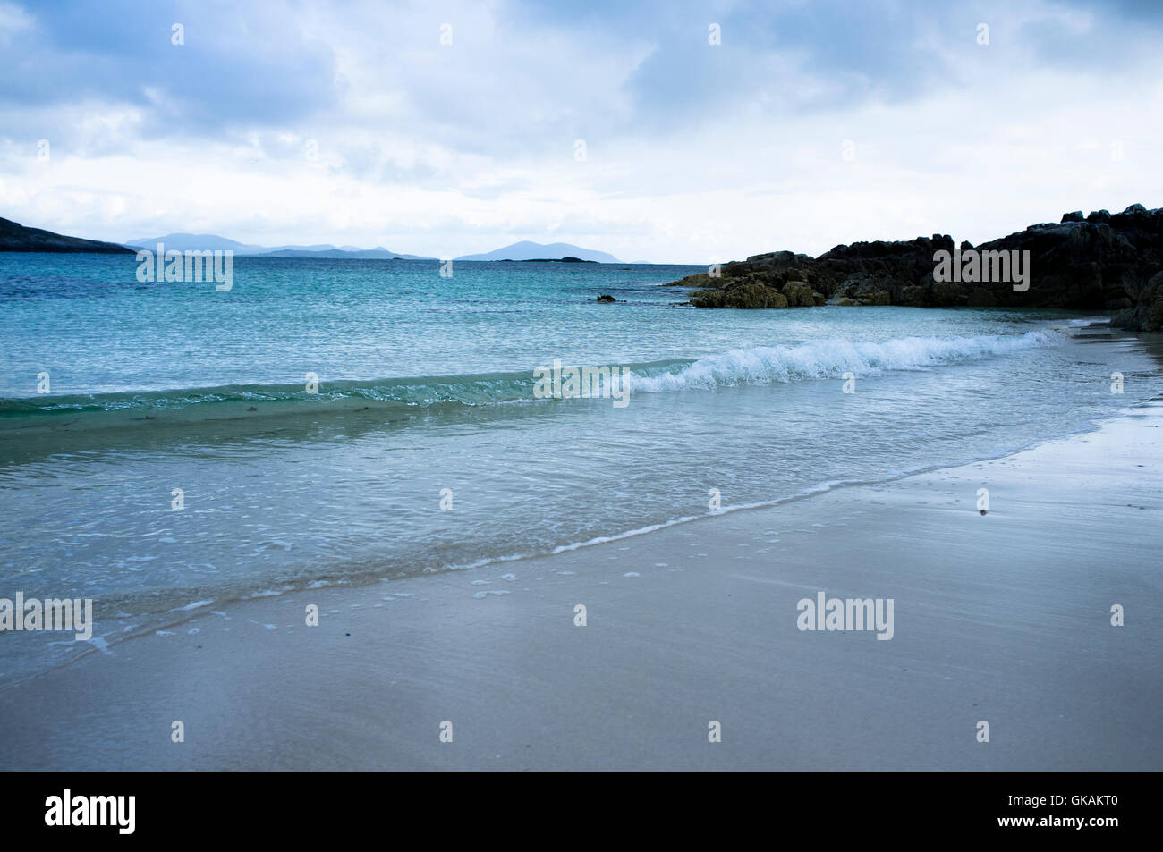 Vide et plage intacte à Huishinish péninsule en Amérique du Harris, Outer Hebrides Banque D'Images
