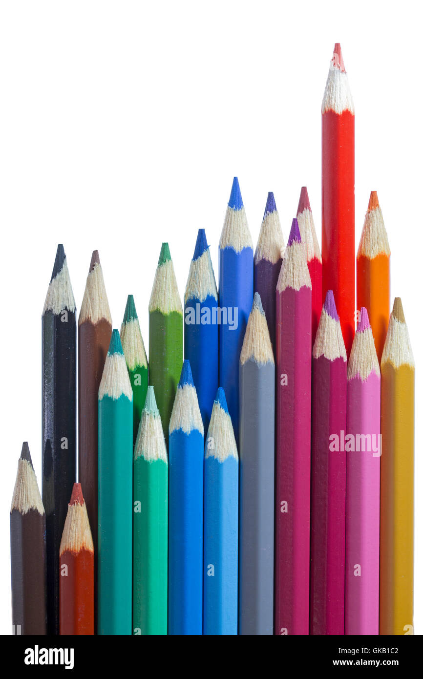 Crayons de couleur sur fond blanc Banque D'Images