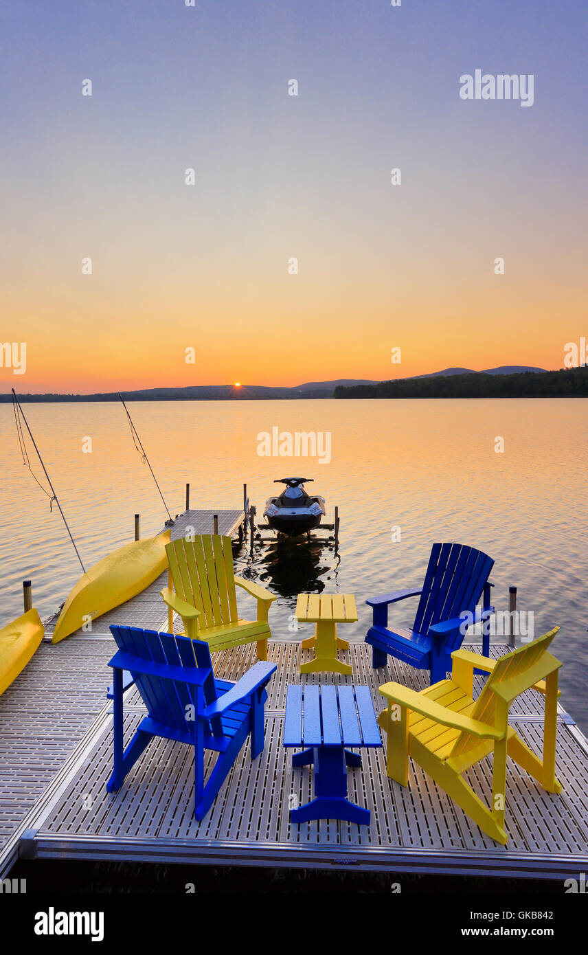 Dock, lac Winnisquam, Sanbornton, New Hampshire, USA Banque D'Images