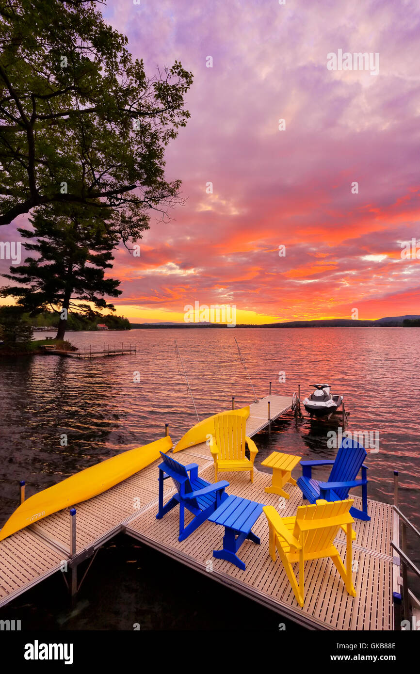 Dock, lac Winnisquam, Sanbornton, New Hampshire, USA Banque D'Images