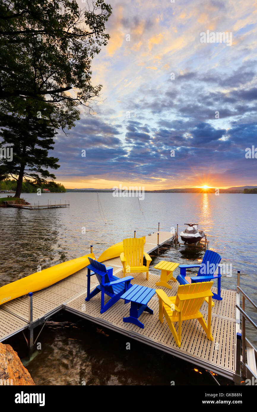 Dock, lac Winnisquam, Sanbornton, New Hampshire, USA Banque D'Images