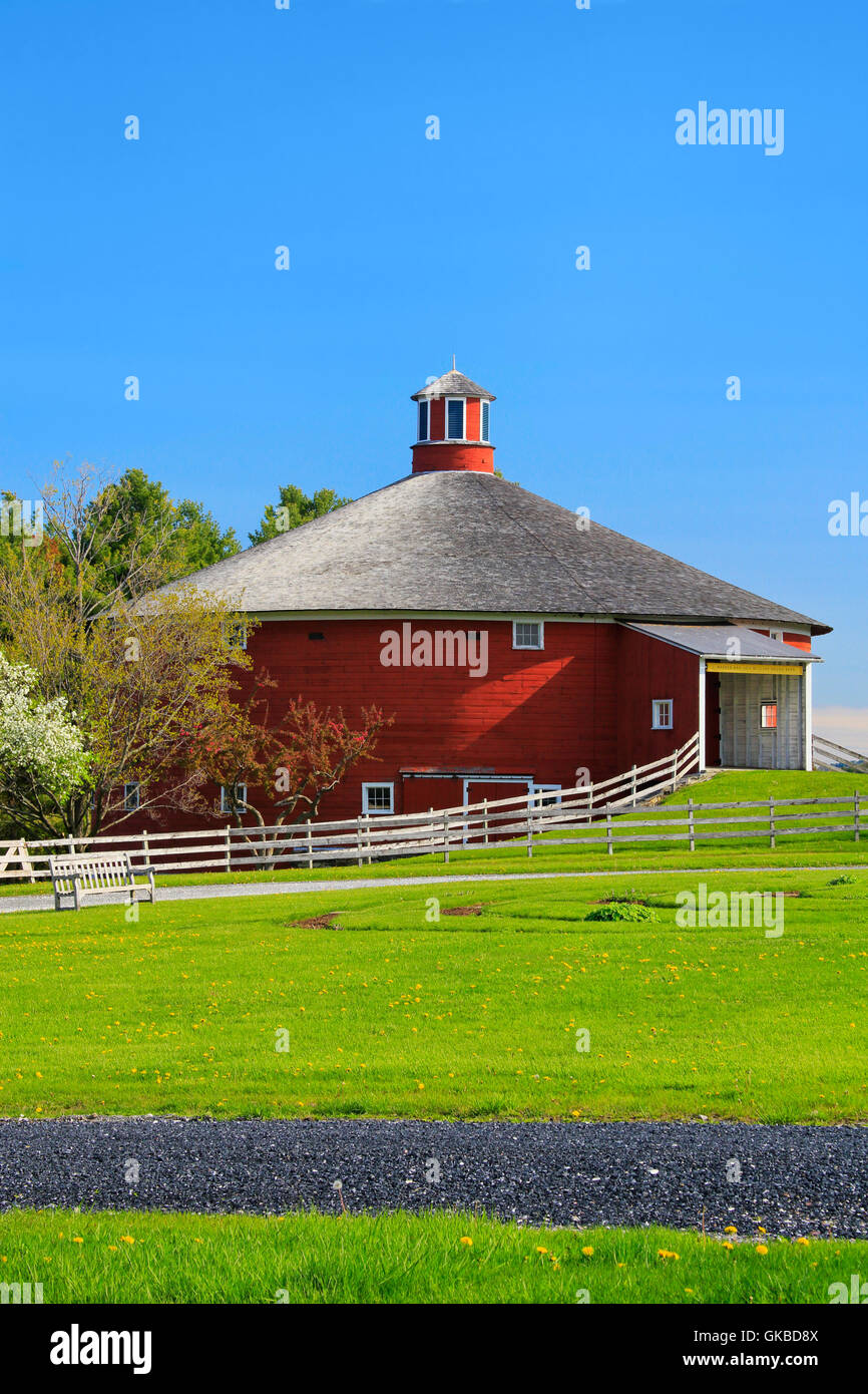 Grange ronde, Shelburne Farms, Shelburne, Vermont, Etats-Unis Banque D'Images