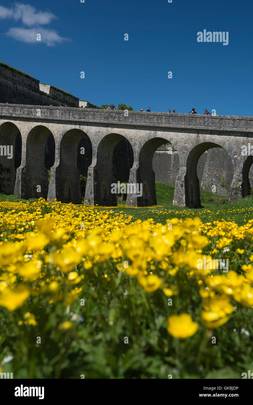 Entrée de la Citadelle de Blaye, site du patrimoine mondial de l'UNESCO sur la rive de l'estuaire de la Gironde, France Banque D'Images