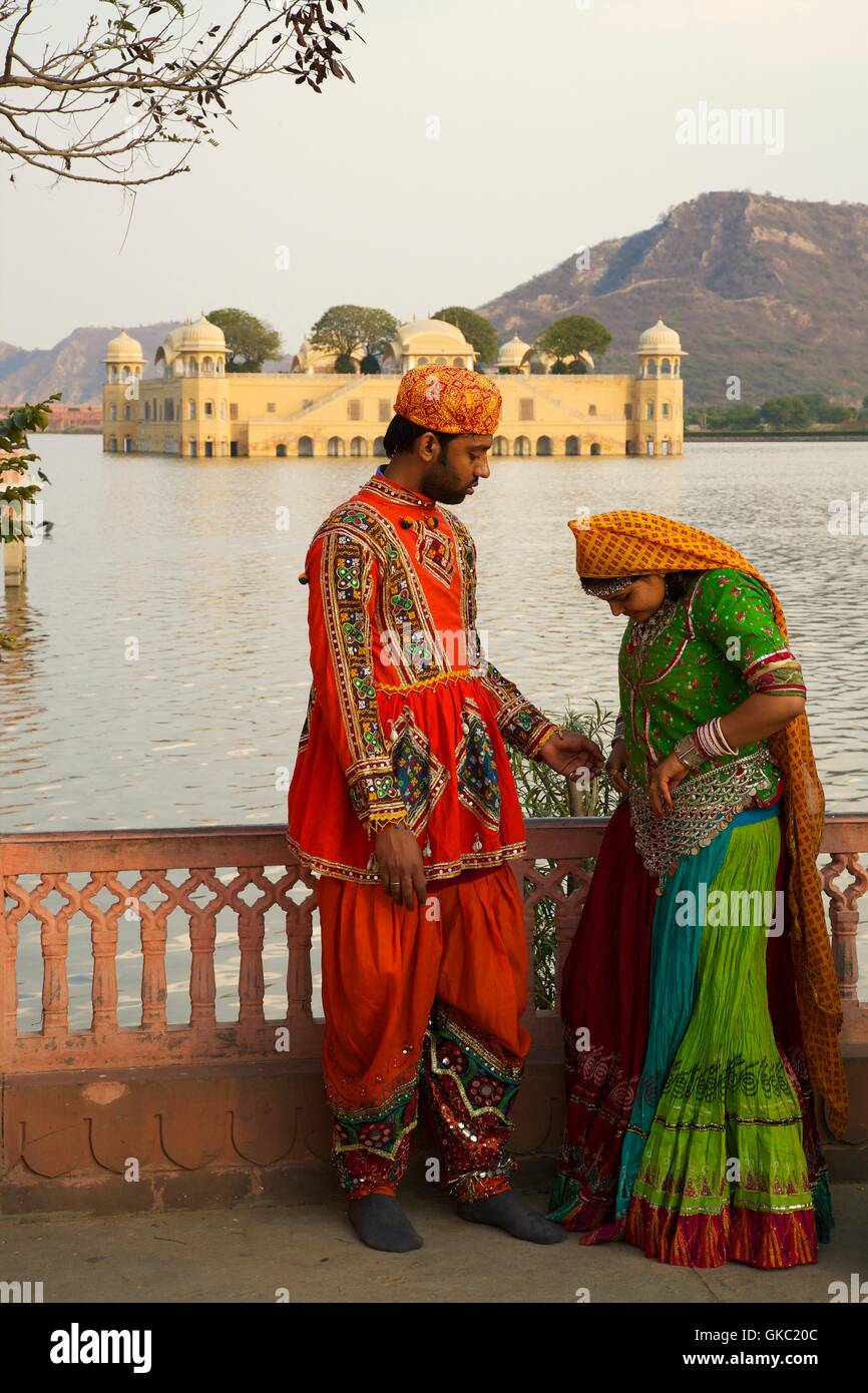 Jal Mahal palais d'eau, une fois qu'un pavillon de chasse, Jaipur, Rajasthan, Inde Banque D'Images