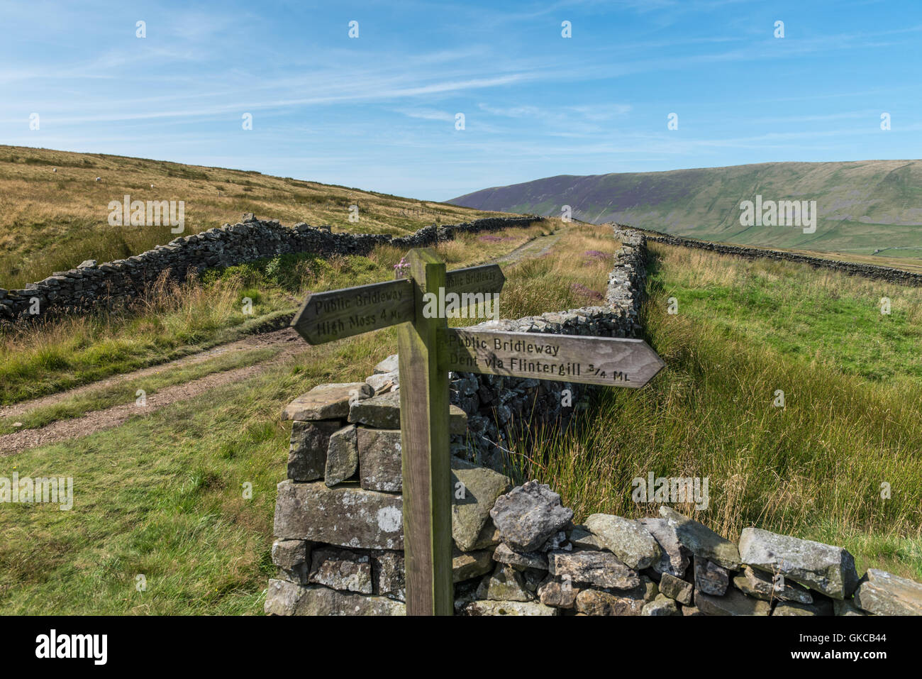 Fingerpost le long de la route au-dessus de Dentdale Occupation Banque D'Images