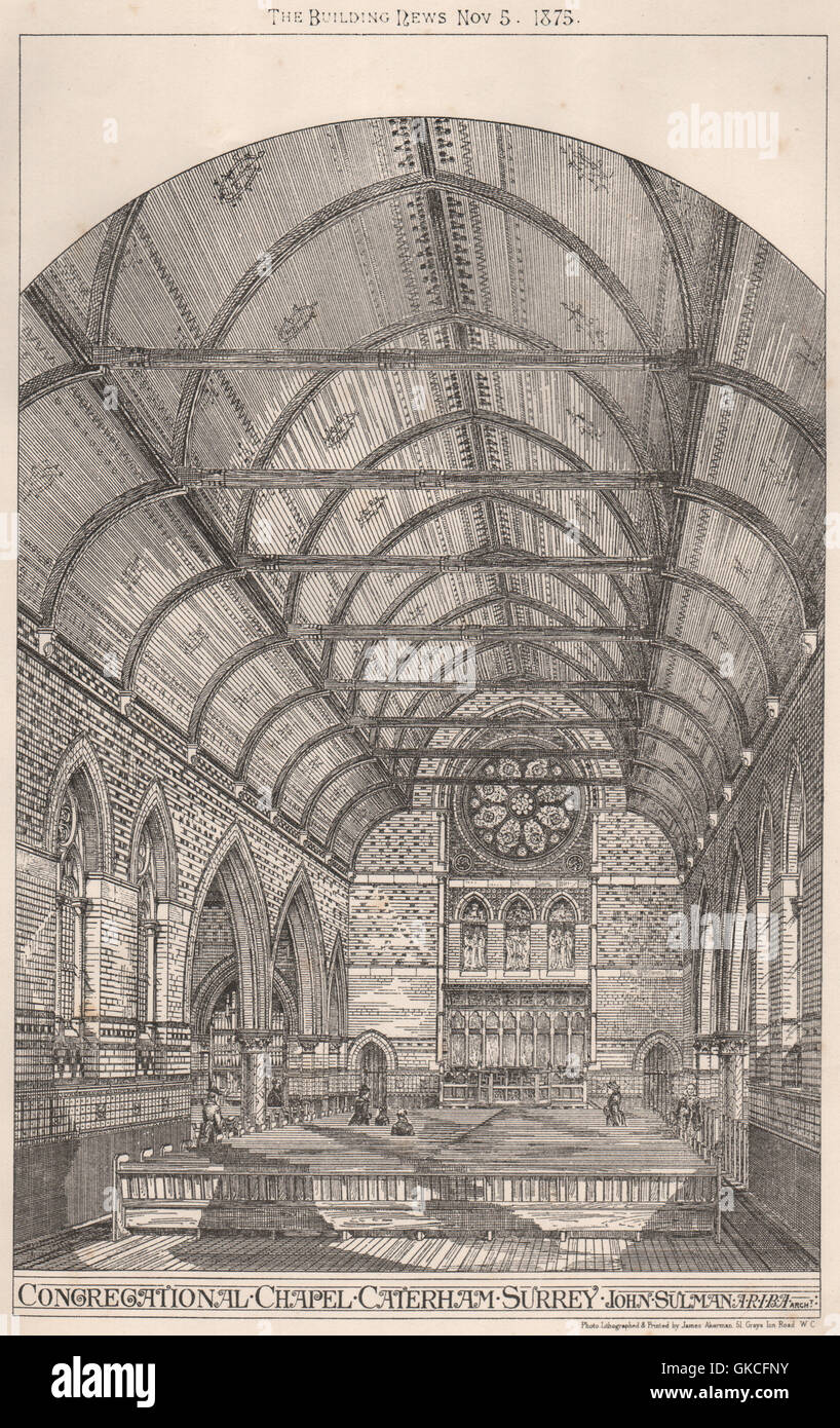 Chapelle de la congrégation, Caterham, Surrey ; John Sulman A.R.I.B.A. Architecte, 1875 Banque D'Images